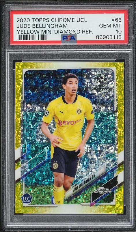 2020 Topps Chrome UEFA Sapphire Yellow Jude Bellingham ROOKIE /99