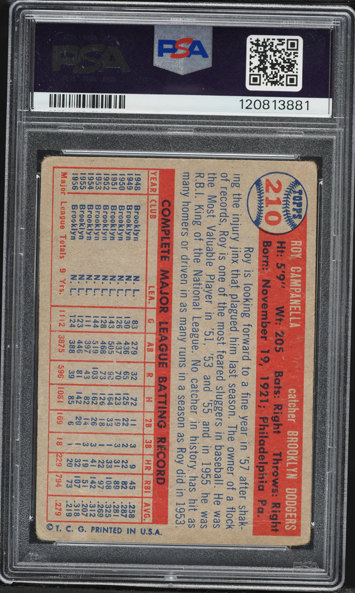 1957 Topps Roy Campanella #210 PSA 1 PR