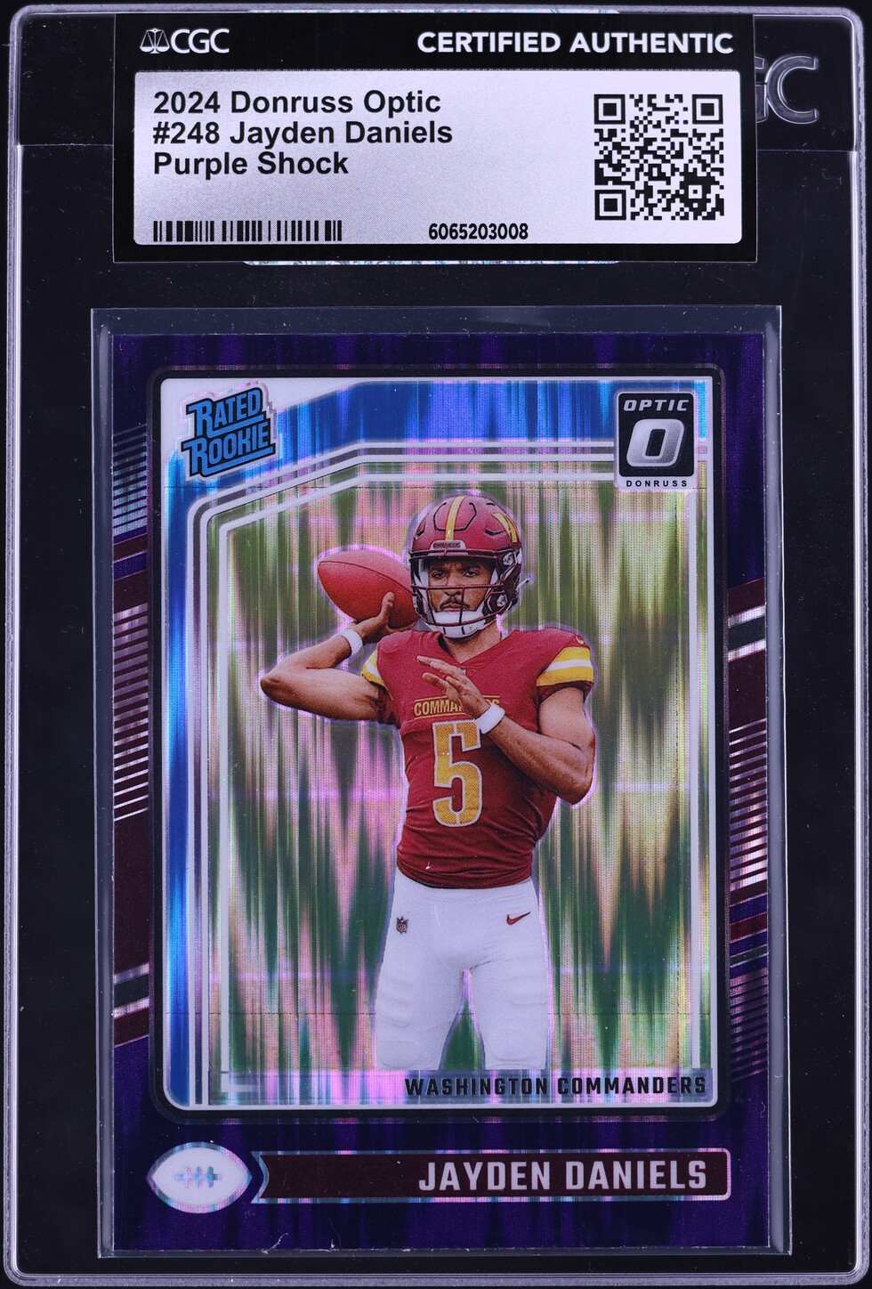 2024 Donruss Optic Purple Shock Jayden Daniels ROOKIE #248 CGC AUTH
