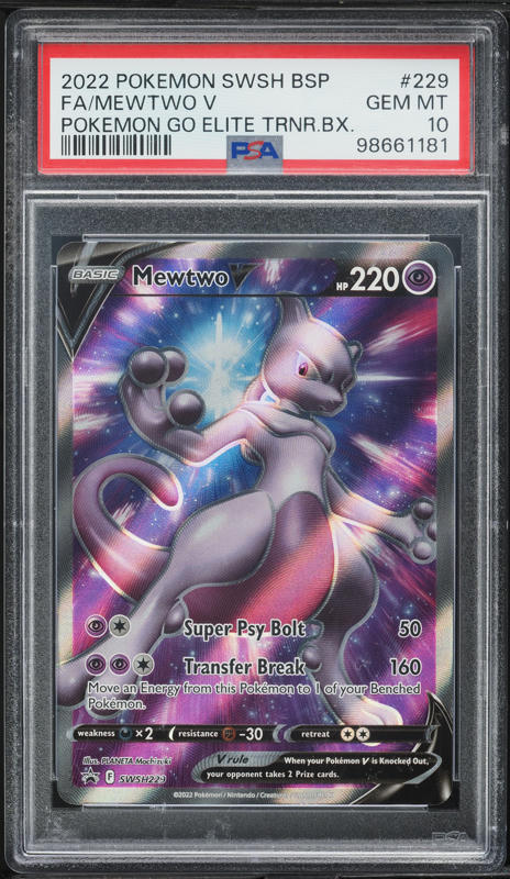 2022 Pokemon Japanese SWSH Pokemon GO Full Art Mewtwo V #74 PSA 10