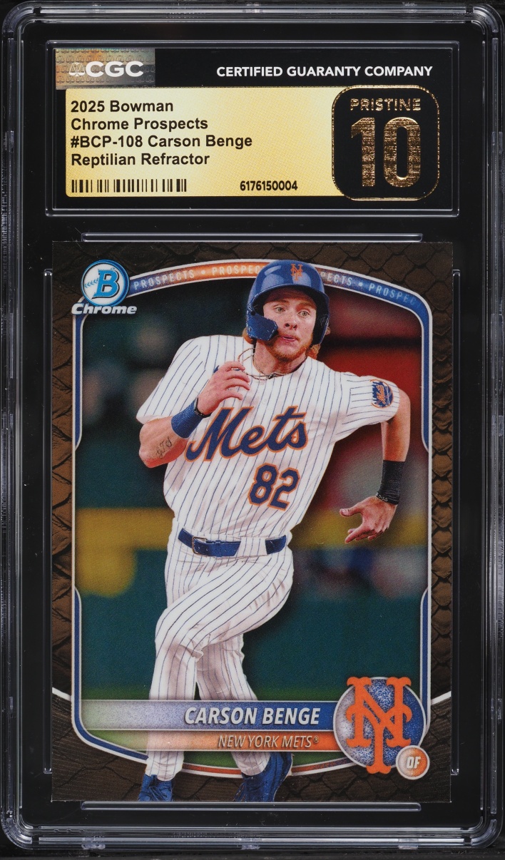 2025 Bowman Chrome Reptilian Refractor Carson Benge PROSPECT #BCP-108 CGC 10 PRISTINE
