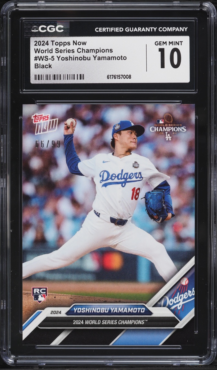 2024 Topps Now World Series Champions Black Yoshinobu Yamamoto ROOKIE /99 #WS-5 CGC 10 GEM MINT