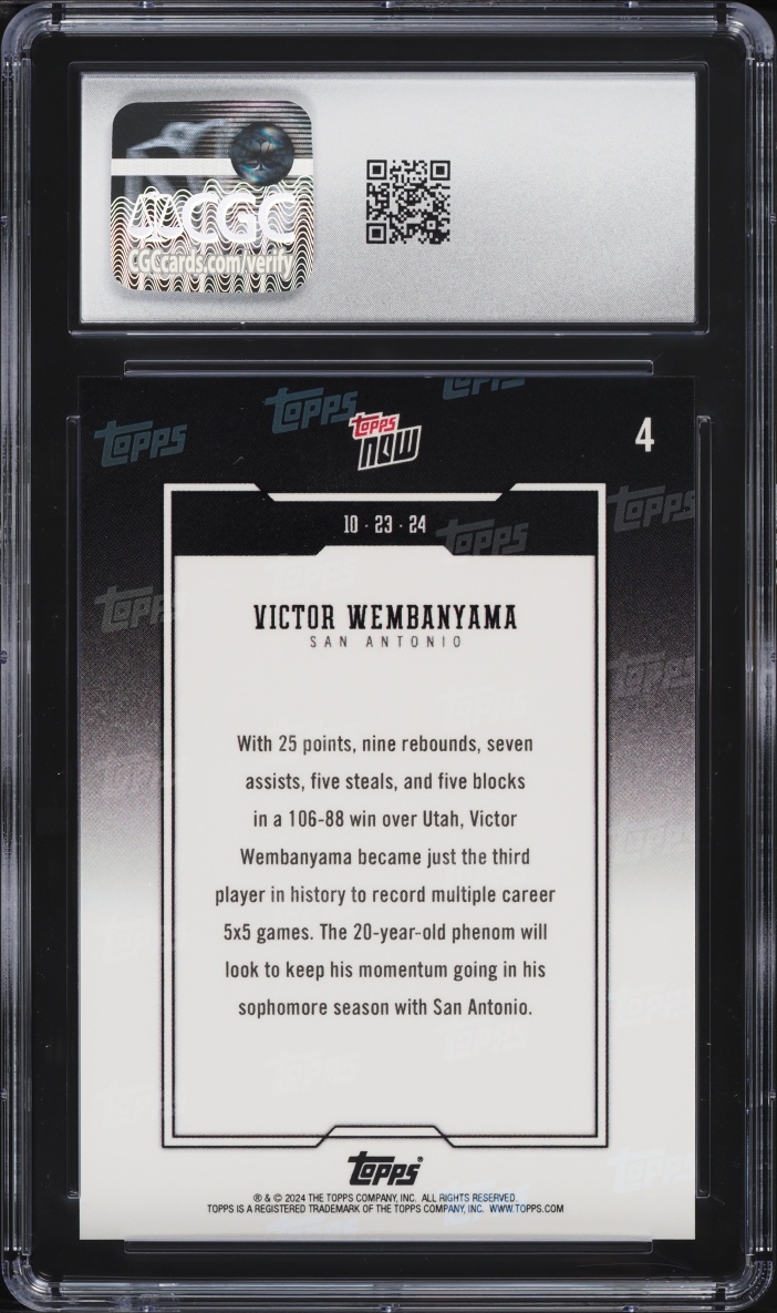 2024 Topps Now Victor Wembanyama #4 CGC 10 GEM MINT