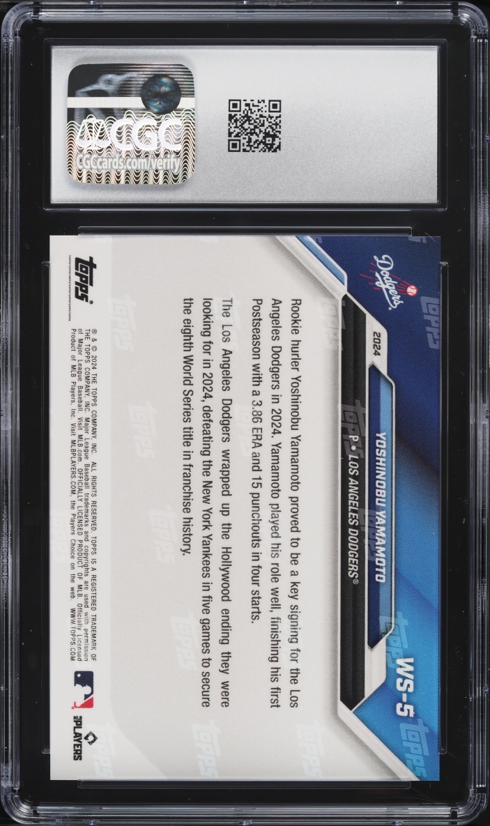 2024 Topps Now World Series Champions Black Yoshinobu Yamamoto ROOKIE /99 #WS-5 CGC 10 GEM MINT