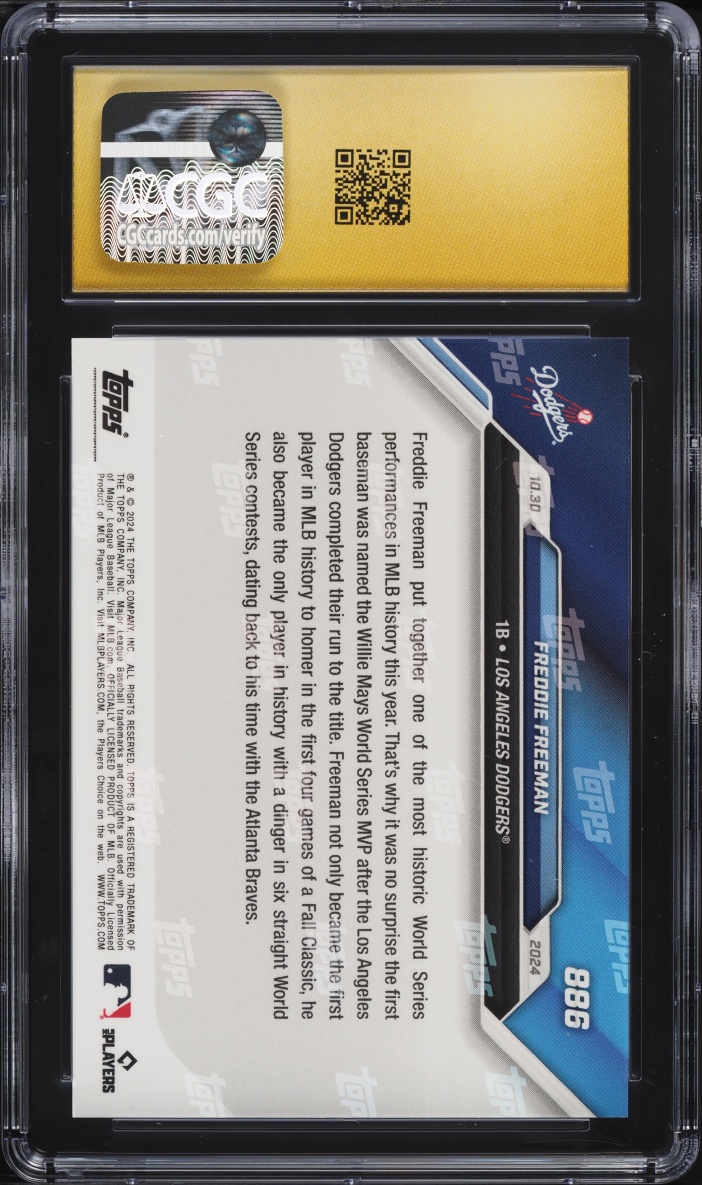 2024 Topps Now Freddie Freeman #886 CGC 10 PRISTINE