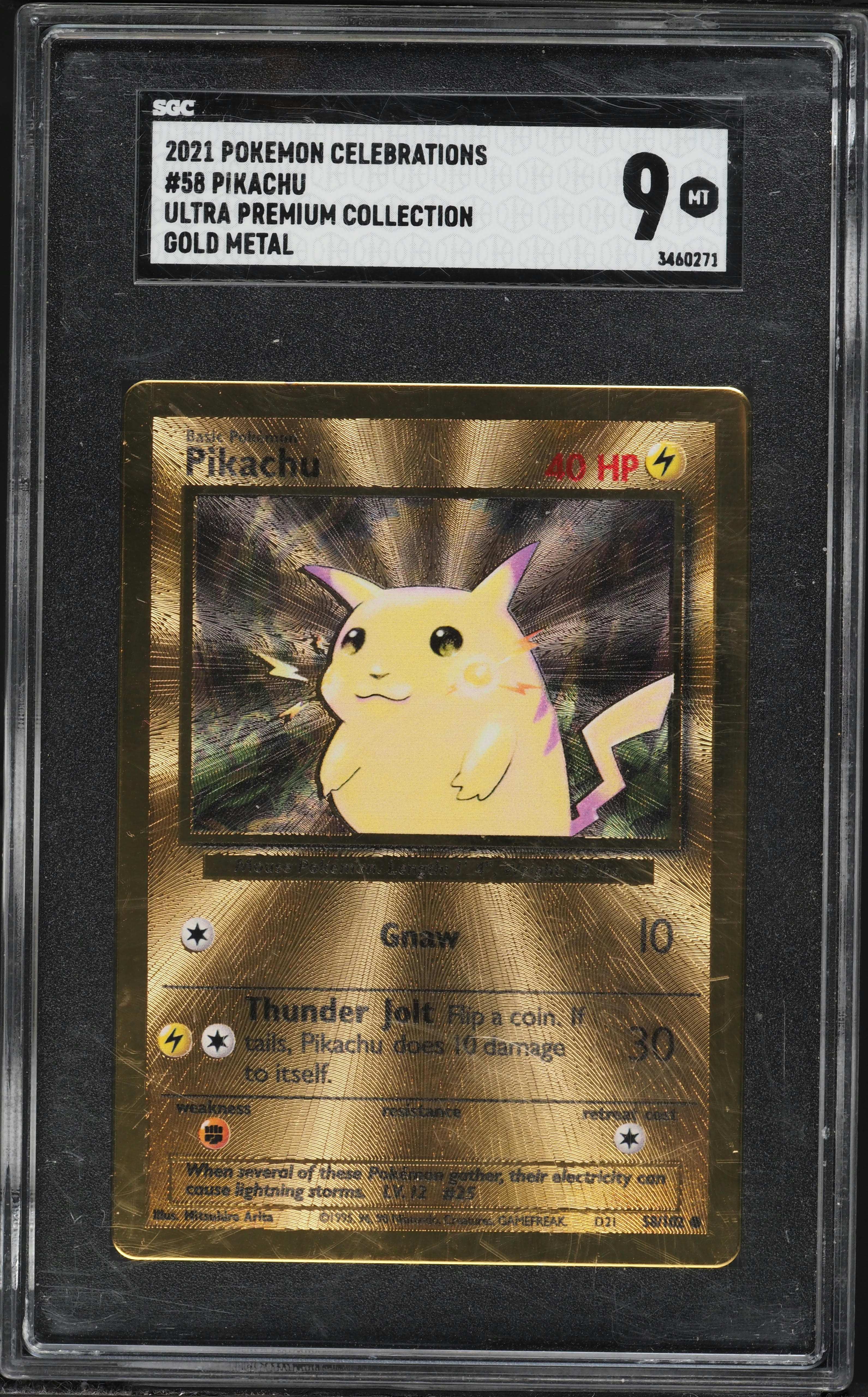 2021 Pokemon Sword & Shield Celebrations Ultra Premium Gold Pikachu #58 SGC 9 MINT
