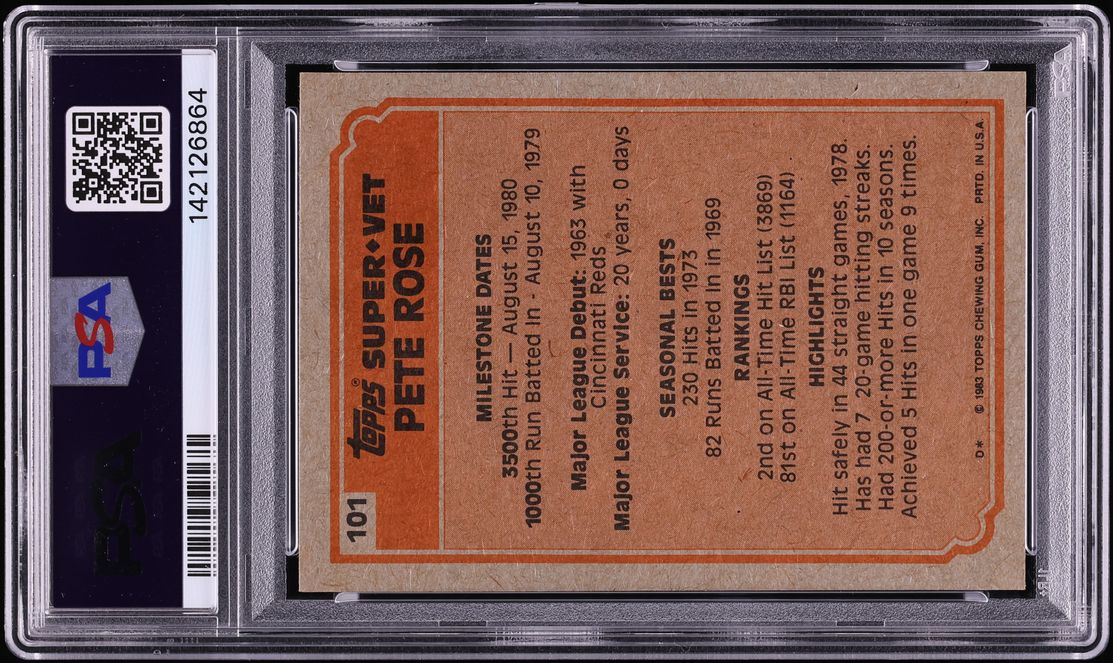 1983 Topps Super Veteran Pete Rose #101 PSA 7 NRMT