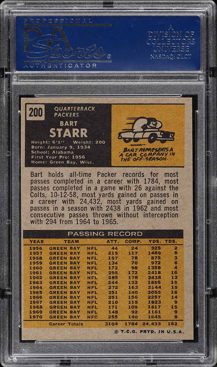 1971 Topps Football Bart Starr #200 PSA 7 NRMT