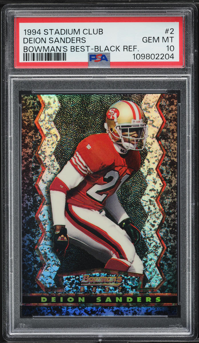 1994 Stadium Club Bowman's Best Black Refractor Deion Sanders #2 PSA 10 GEM MINT