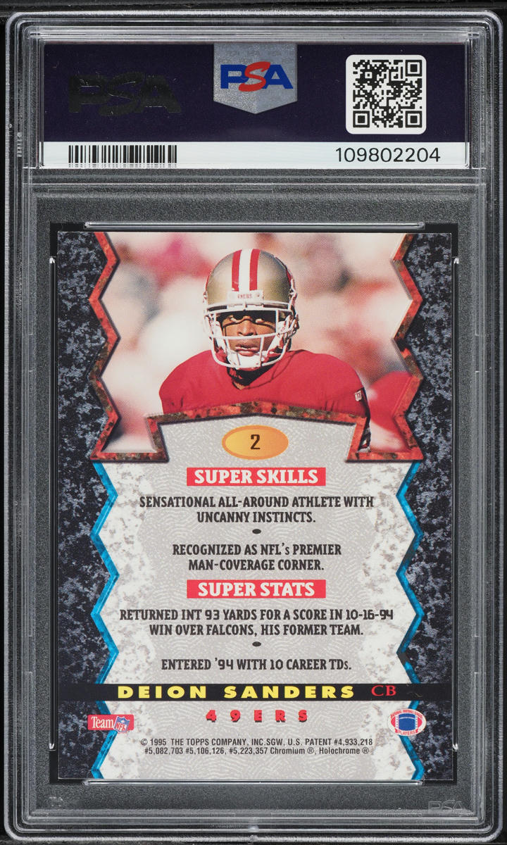 1994 Stadium Club Bowman's Best Black Refractor Deion Sanders #2 PSA 10 GEM MINT