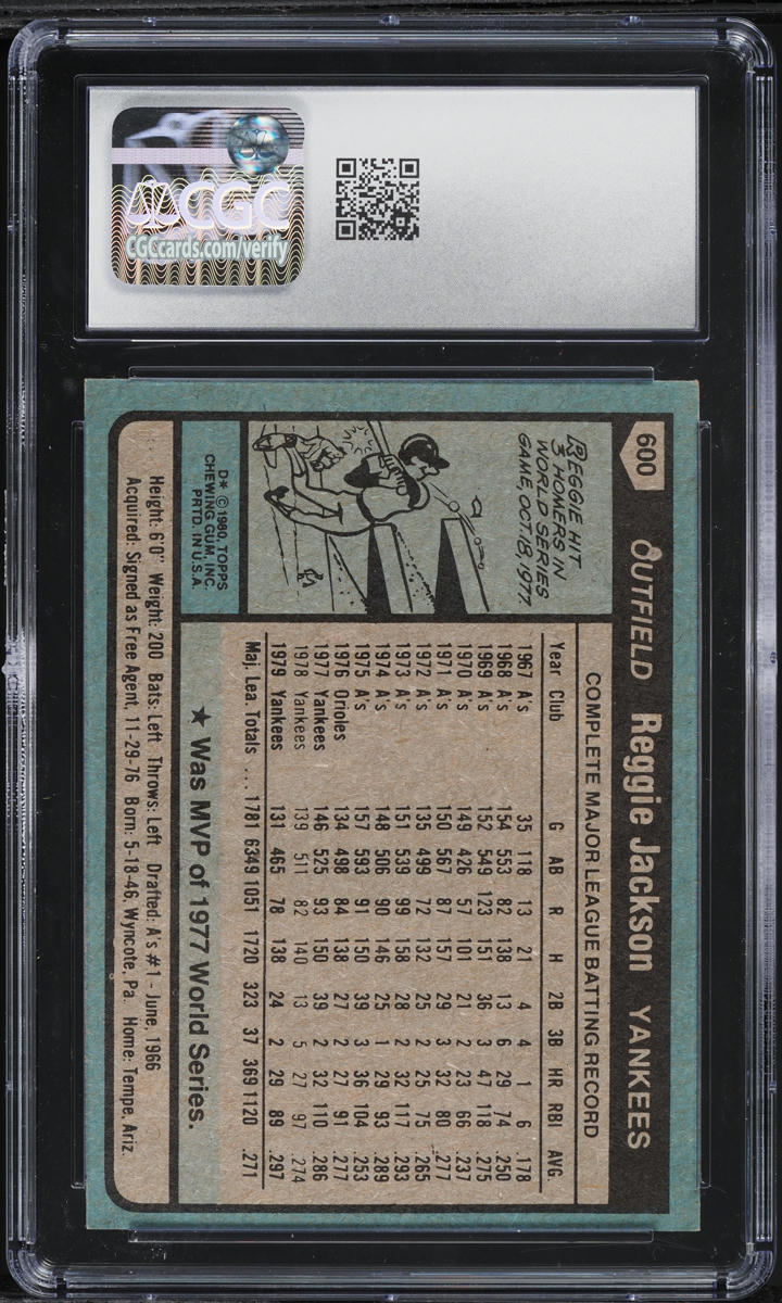 1980 Topps Reggie Jackson #600 CGC 8 NM-MT