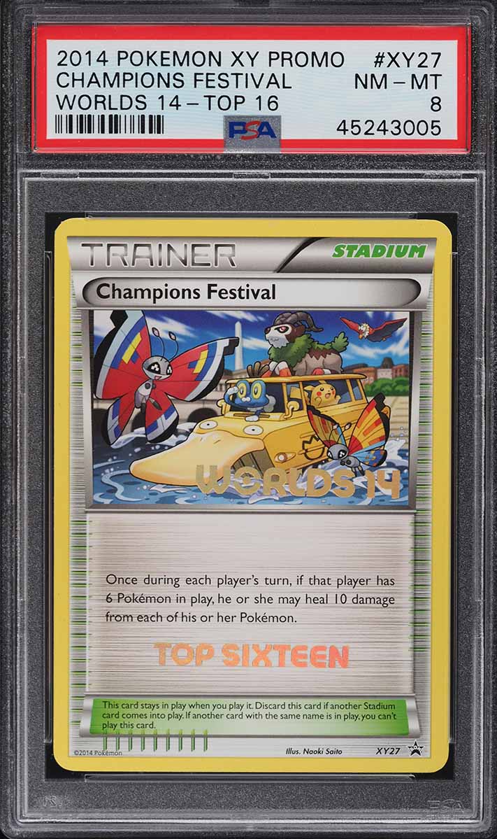2014 Pokemon XY Black Star Promo Worlds 14 Top 16 Champions Festival PSA 8 NM-MT