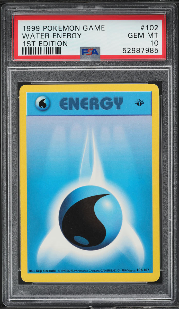 1999 Pokemon Base Set Shadowless 1st Edition Water Energy #102 PSA 10 GEM MINT
