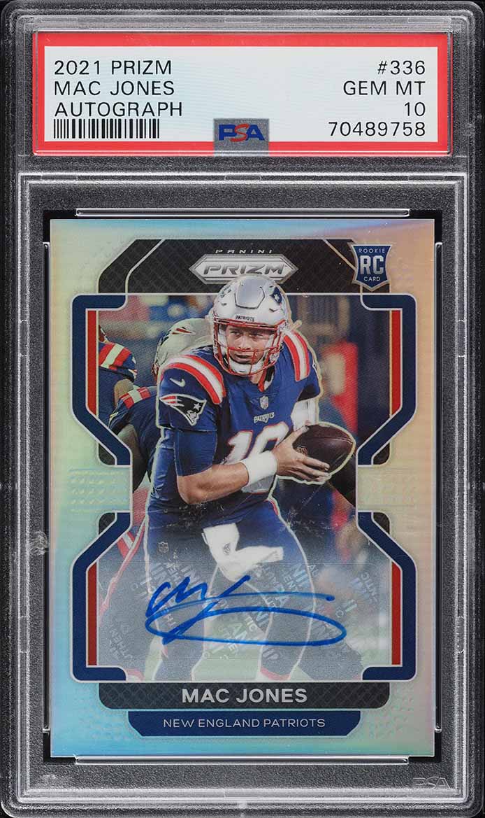 2021 Panini Prizm Silver Mac Jones ROOKIE AUTO #336 PSA 10 GEM MINT