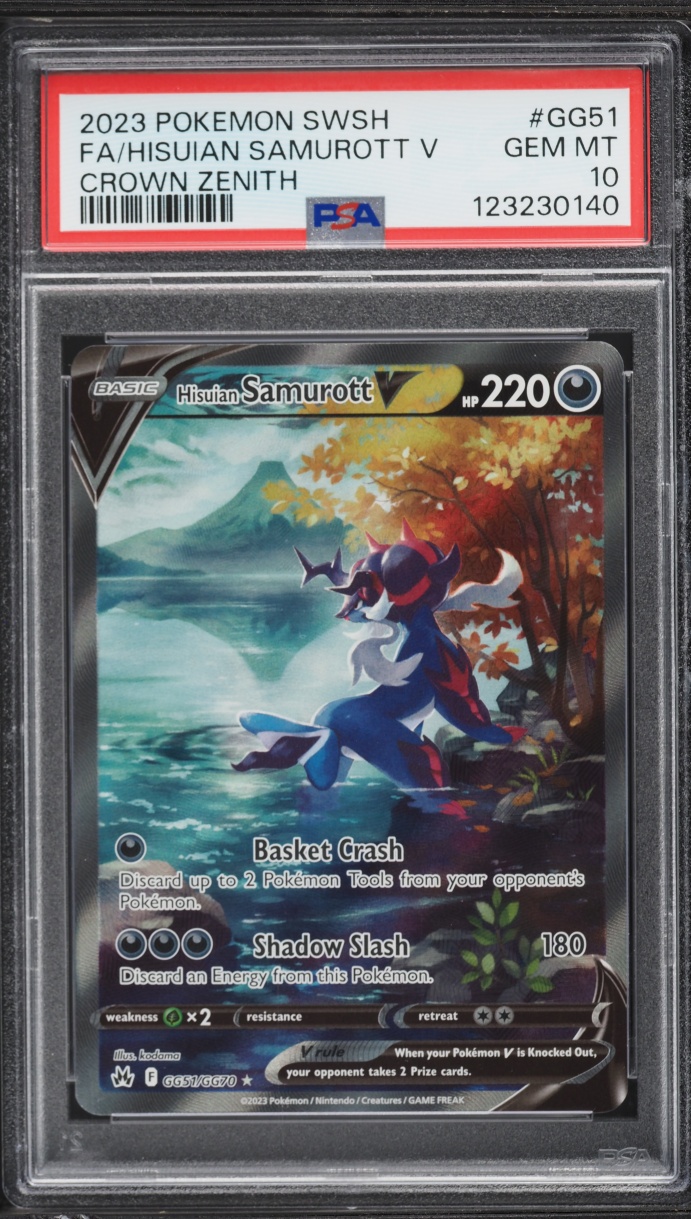 2023 Pokemon Sword & Shield Crown Zenith Alt Art Hisuian Samurott V #GG51 PSA 10 GEM MINT