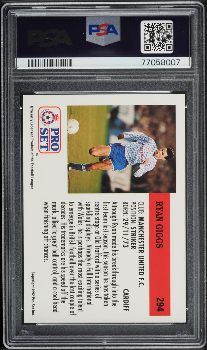 1991 Pro Set English League Ryan Giggs ROOKIE #294 PSA 8 NM-MT