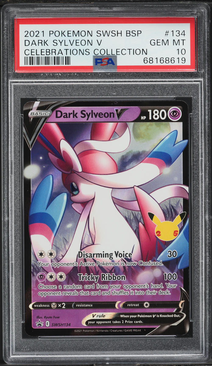 2021 Pokemon Sword & Shield Black Star Promo Celebrations Dark Sylveon V #134 PSA 10 GEM