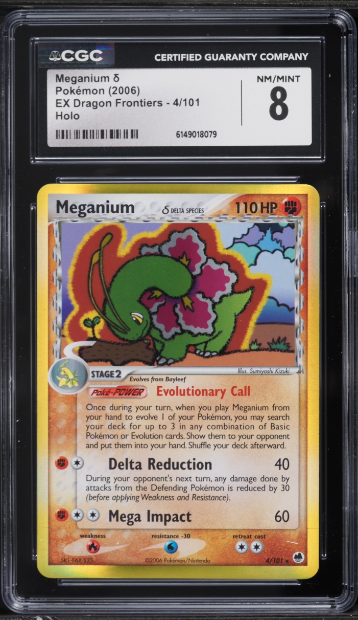 2006 Pokemon EX Dragon Frontiers Holo Meganium #4 CGC 8 NM-MT