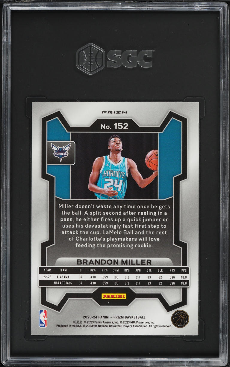 2023 Panini Prizm Silver Brandon Miller ROOKIE #152 SGC 9 MINT