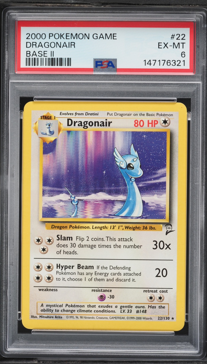 2000 Pokemon Base Set 2 Dragonair #22 PSA 6 EXMT