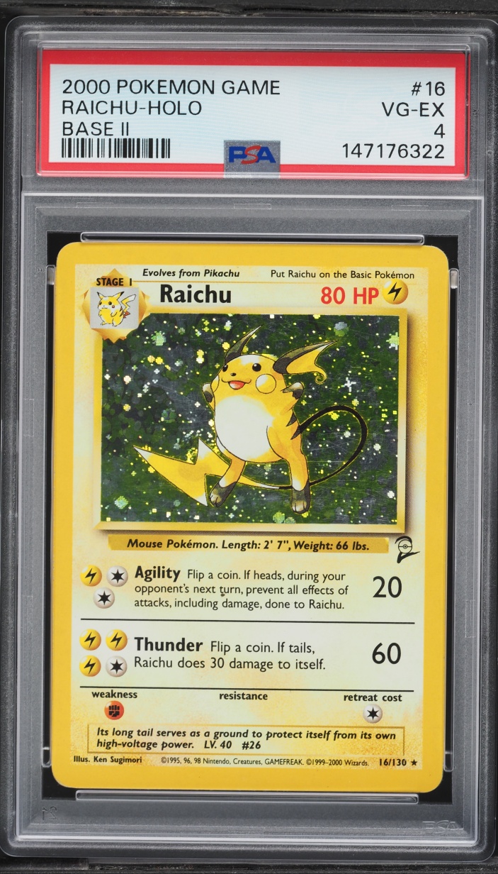 2000 Pokemon Base Set 2 Holo Raichu #16 PSA 4 VGEX