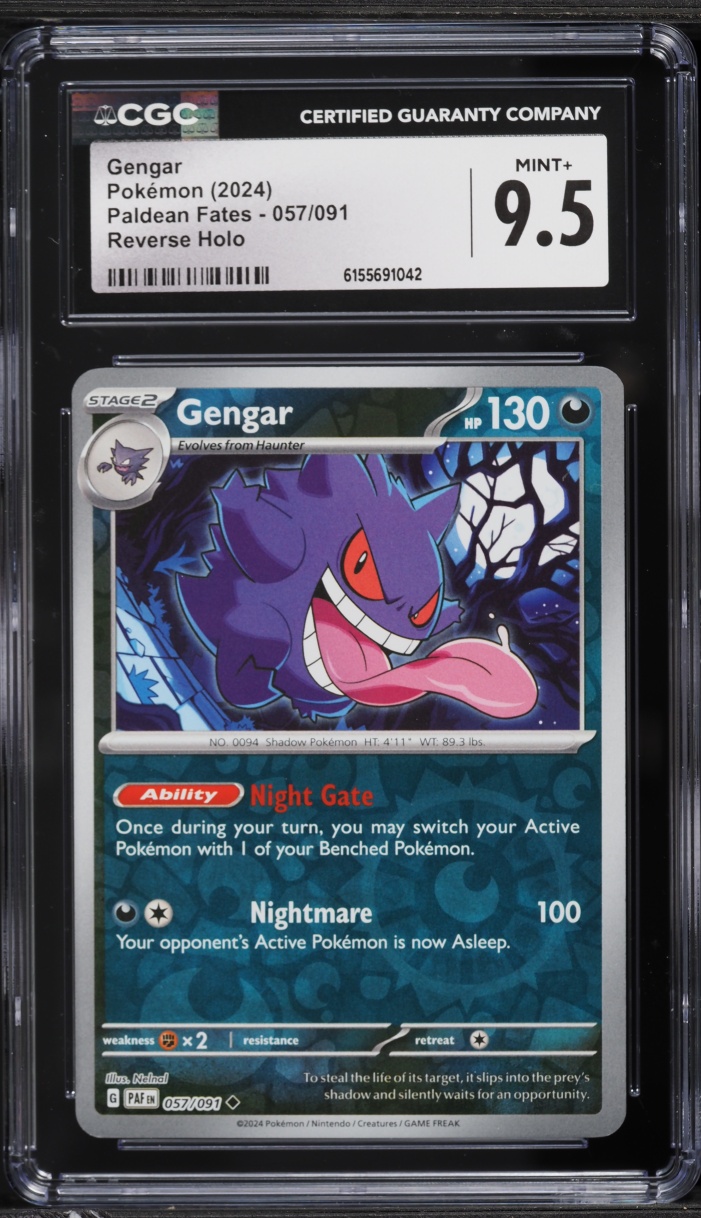 2024 Pokemon Scarlet & Violet Paldean Fates Reverse Holo Gengar #57 CGC 9.5 Mint+