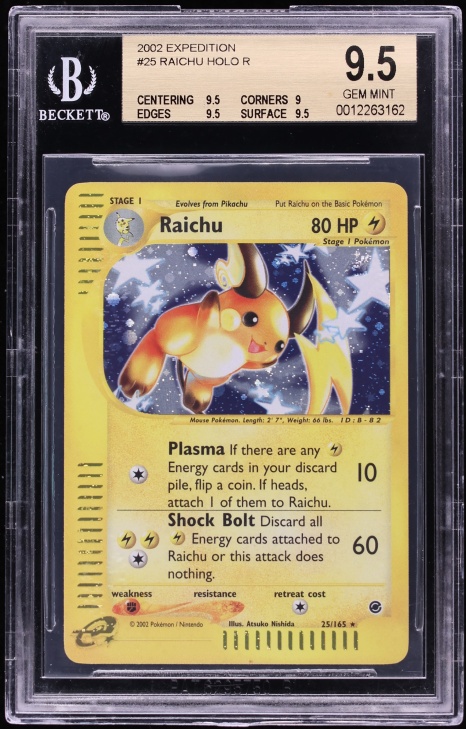 2002 Pokemon Expedition Holo Raichu #25 BGS 9.5 GEM MINT