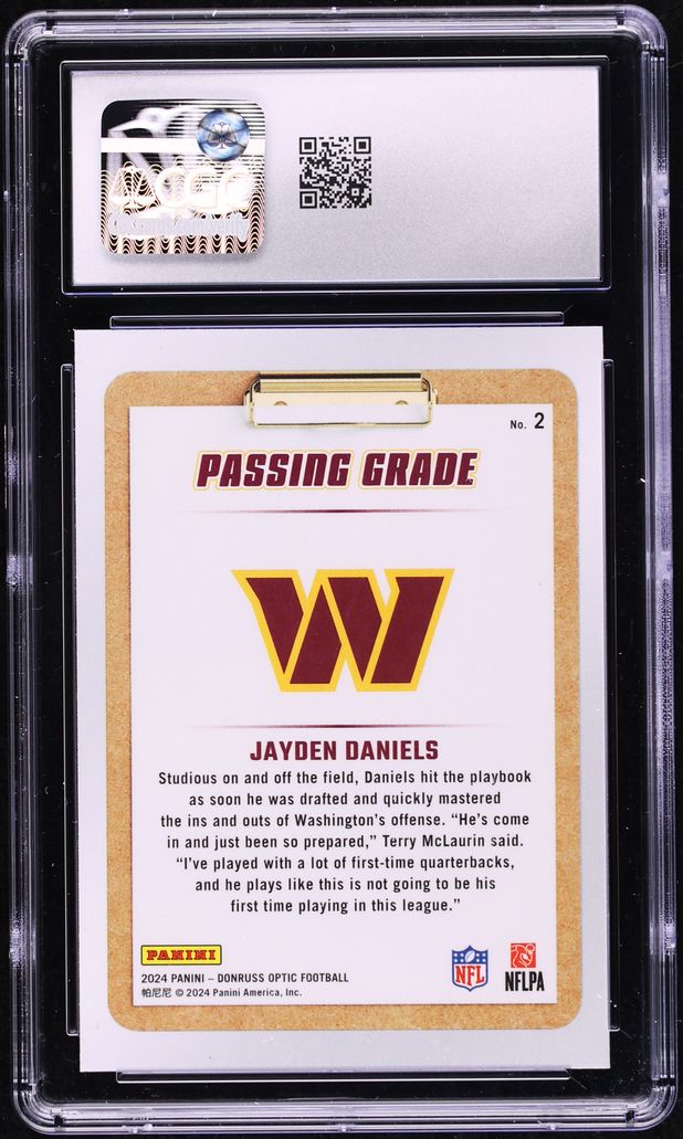 2024 Donruss Optic Passing Grade Jayden Daniels ROOKIE #2 CGC 10 GEM MINT