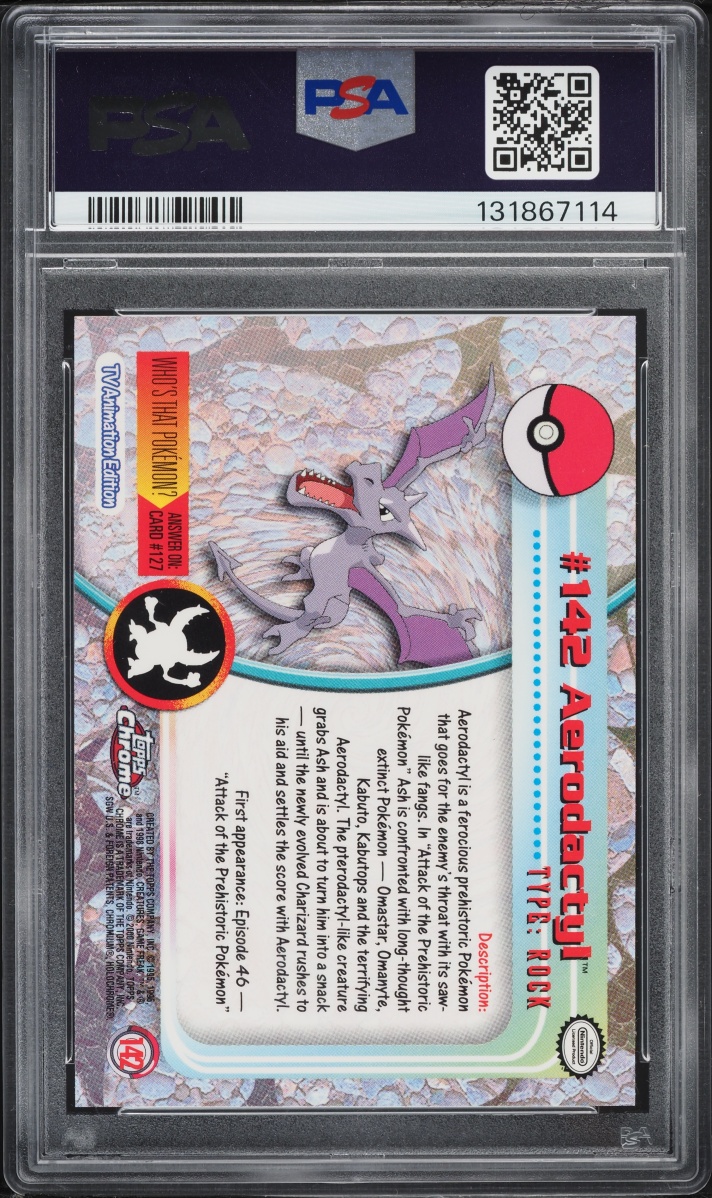 2000 Topps Chrome Pokemon TV Series 1 Aerodactyl #142 PSA 10 GEM MINT