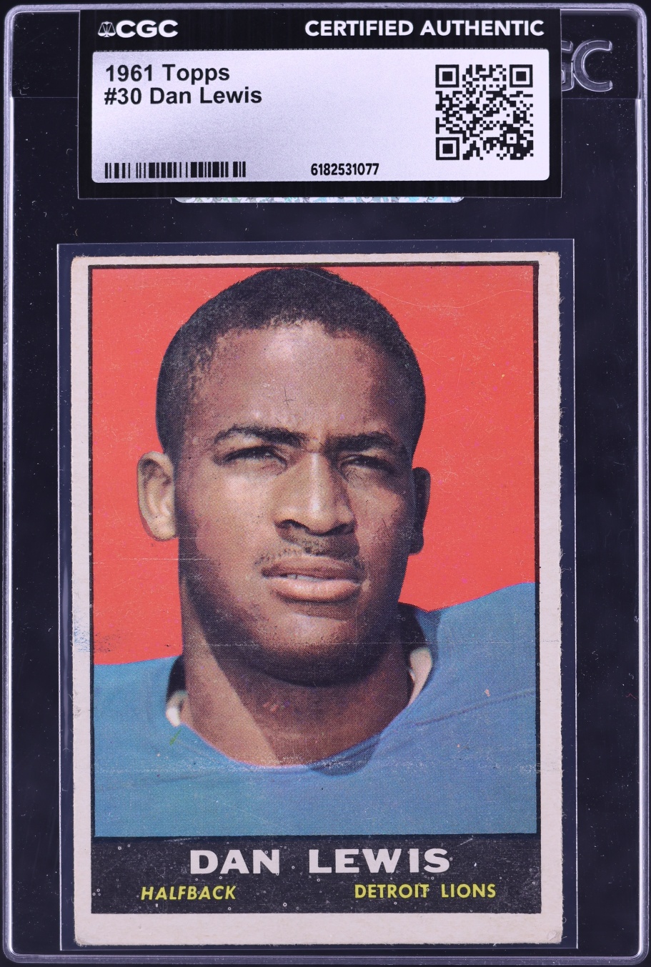 1961 Topps Football Dan Lewis #30 CGC AUTH