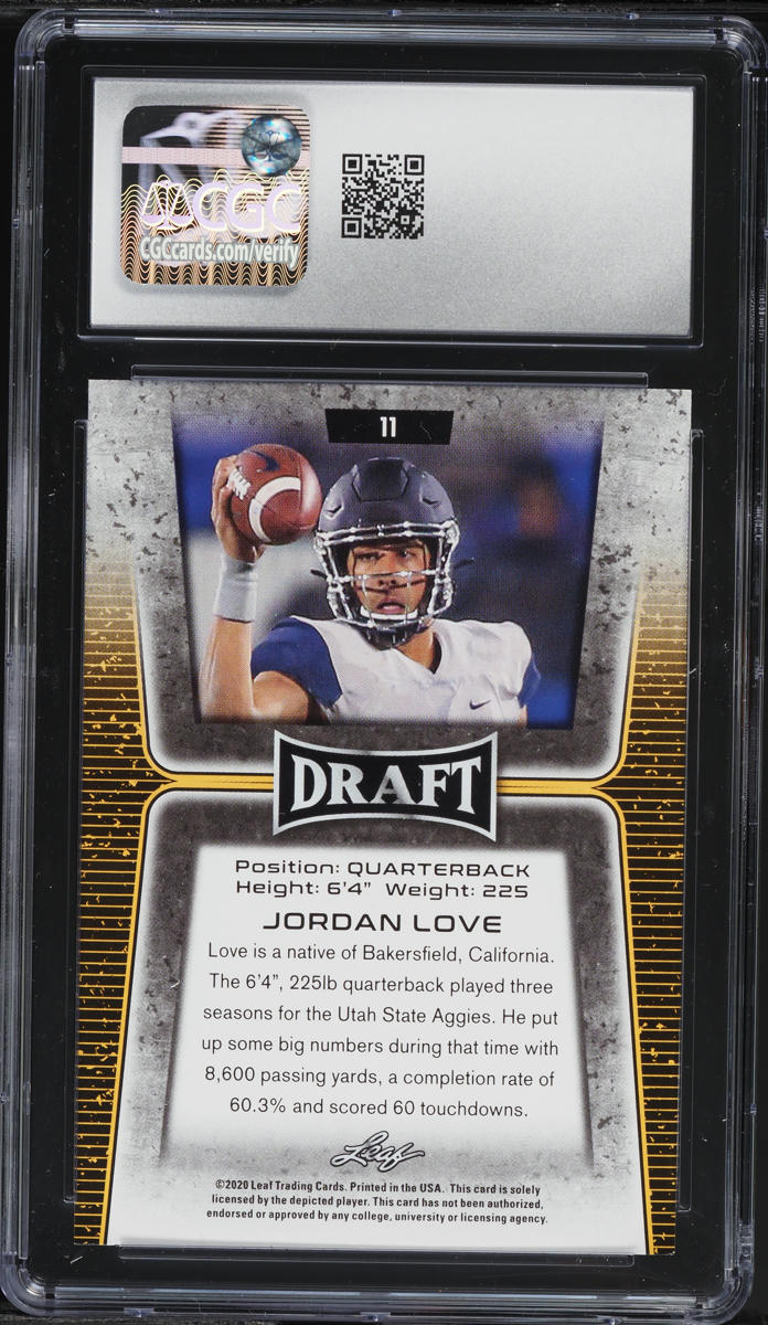 2020 Leaf Draft Jordan Love ROOKIE #11 CGC 10 GEM MINT