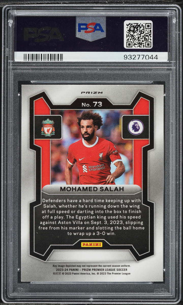 2023 Panini Prizm Premier League Tiger Stripe Choice Mohamed Salah #73 PSA 10