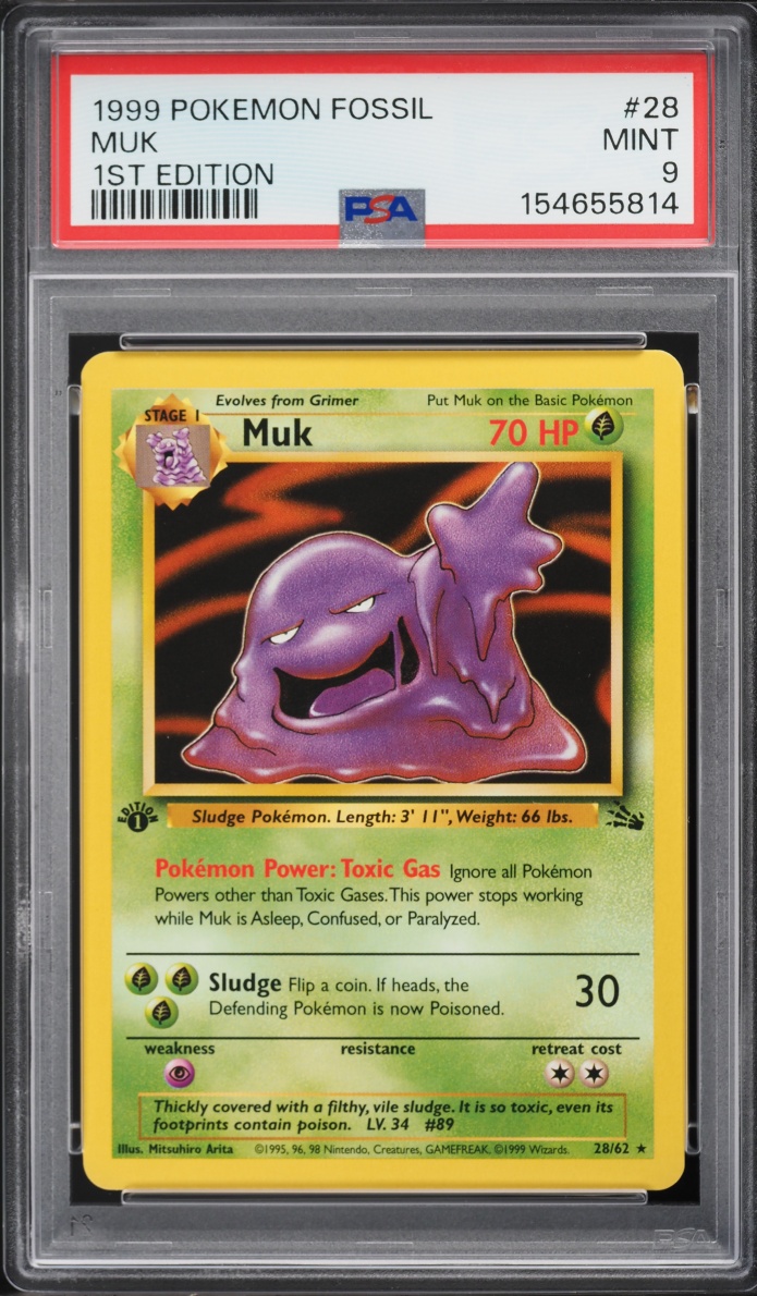 1999 Pokemon Fossil 1st Edition Muk #28 PSA 9 MINT