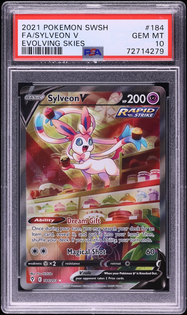 2021 Pokemon Sword & Shield Evolving Skies Alt Art Sylveon V #184 PSA 10 GEM MINT