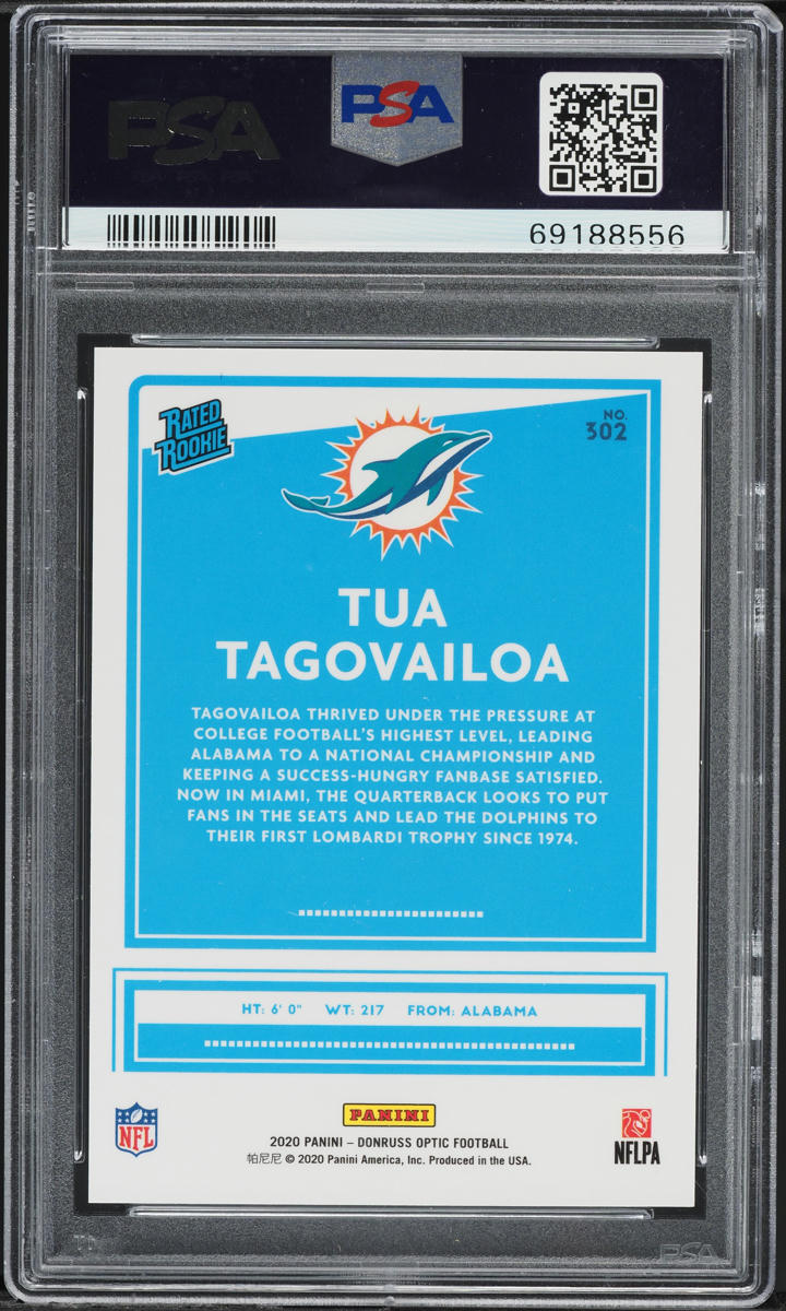 2020 Donruss Optic Variation Tua Tagovailoa ROOKIE #302 PSA 9 MINT