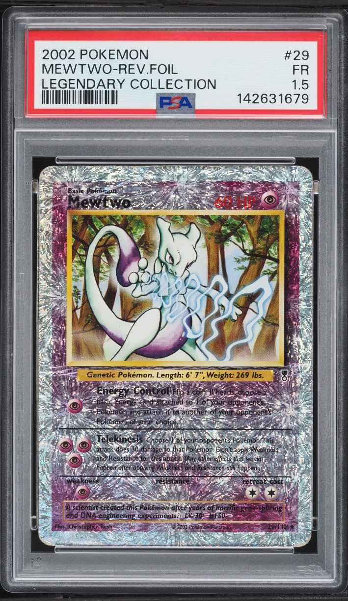 2002 Pokemon Legendary Collection Reverse Holo Mewtwo #29 PSA 1.5 FR