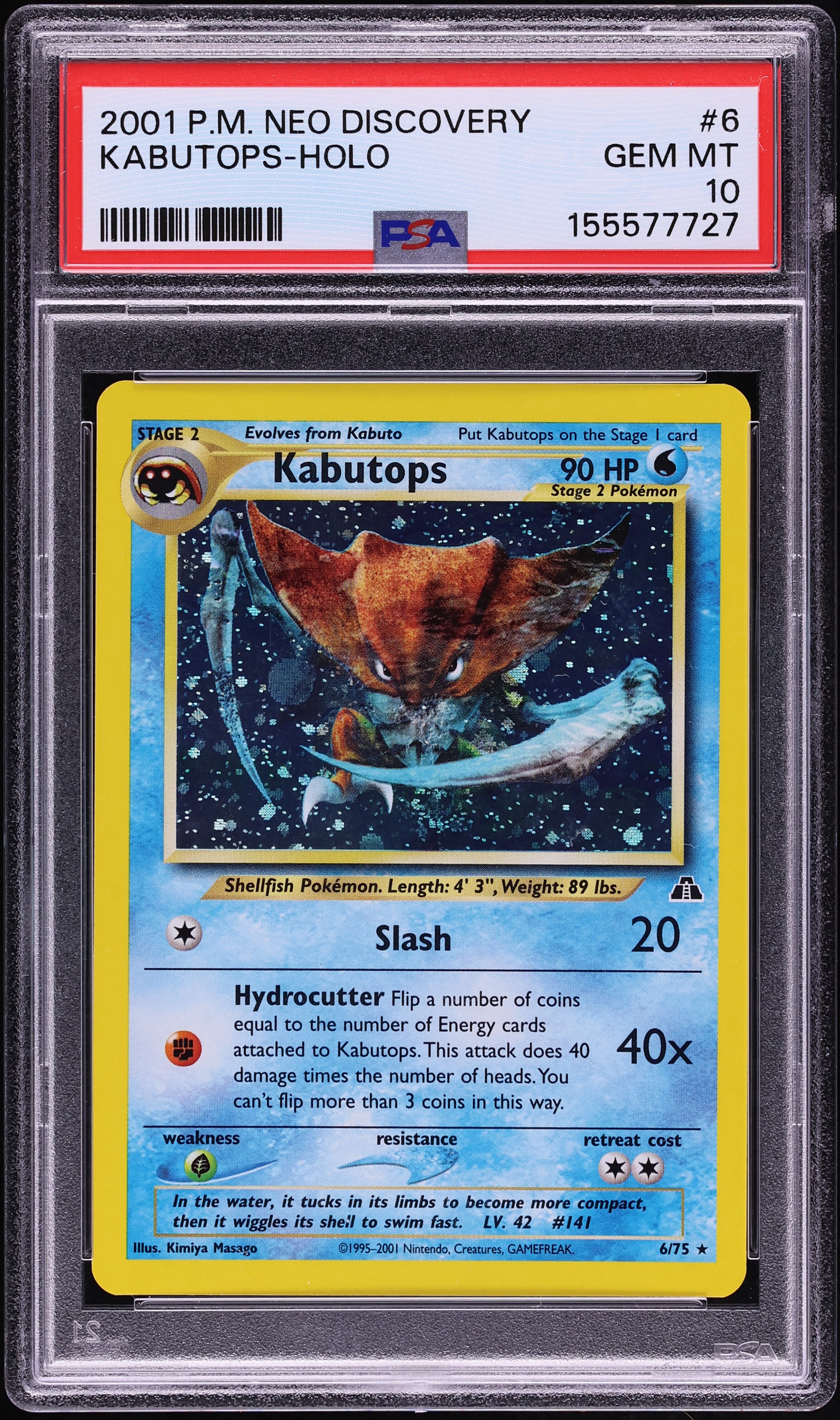 2001 Pokemon Neo Discovery Holo Kabutops #6 PSA 10 GEM MINT