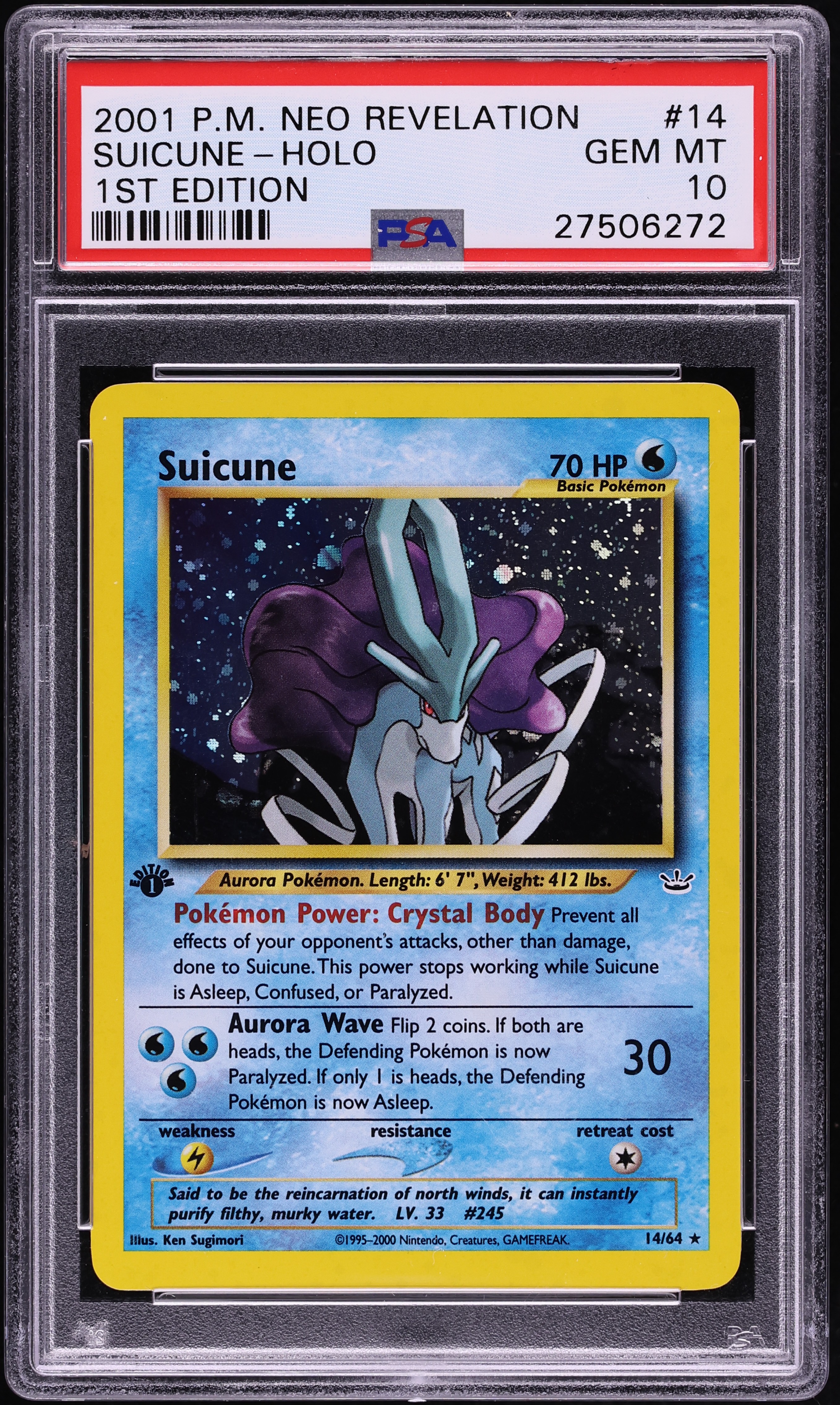 2001 Pokemon Neo Revelation 1st Edition Holo Suicune #14 PSA 10 GEM MINT