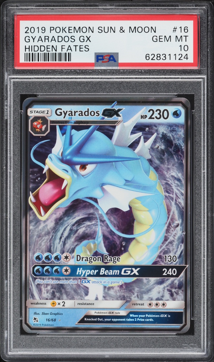 2019 Pokemon Sun & Moon Hidden Fates Gyarados GX #16 PSA 10 GEM MINT