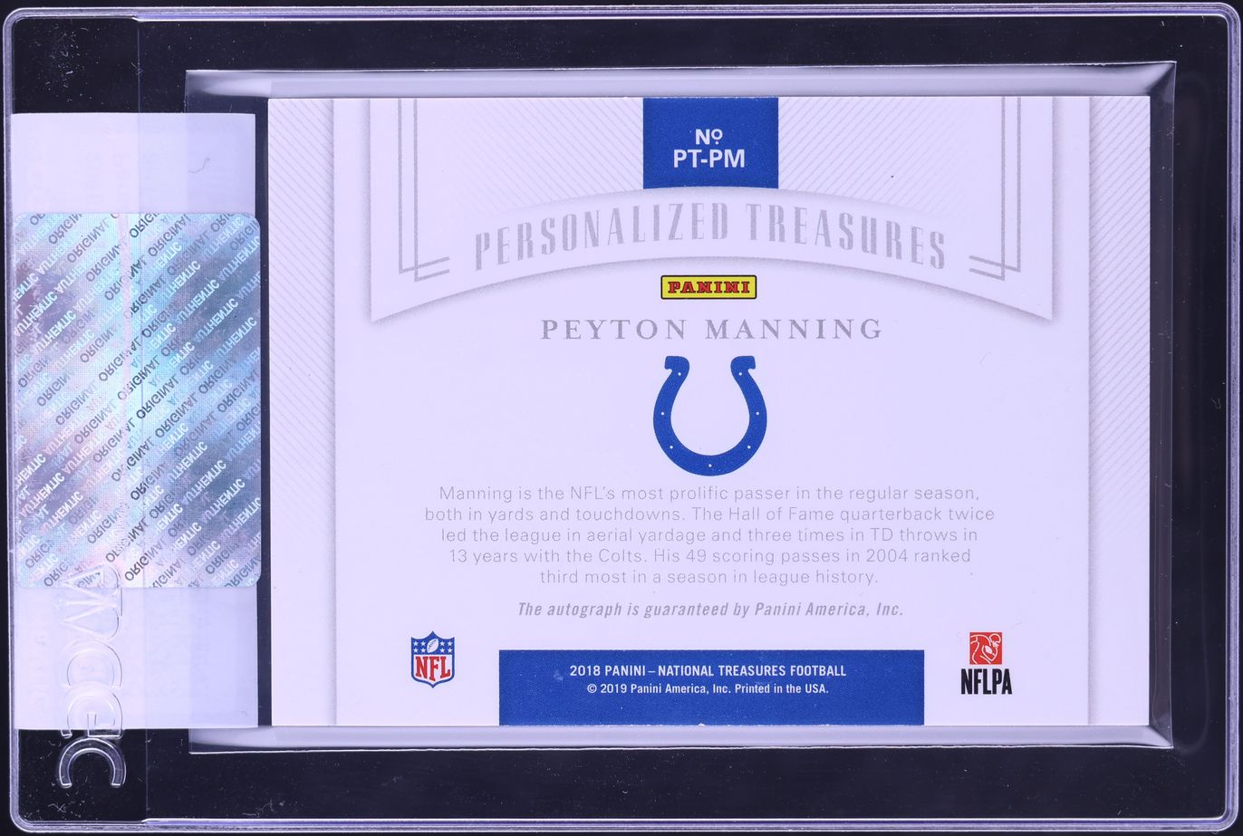 2018 National Treasures Personalized Treasures Peyton Manning GAME WORN AUTO /10 CGC AUTH