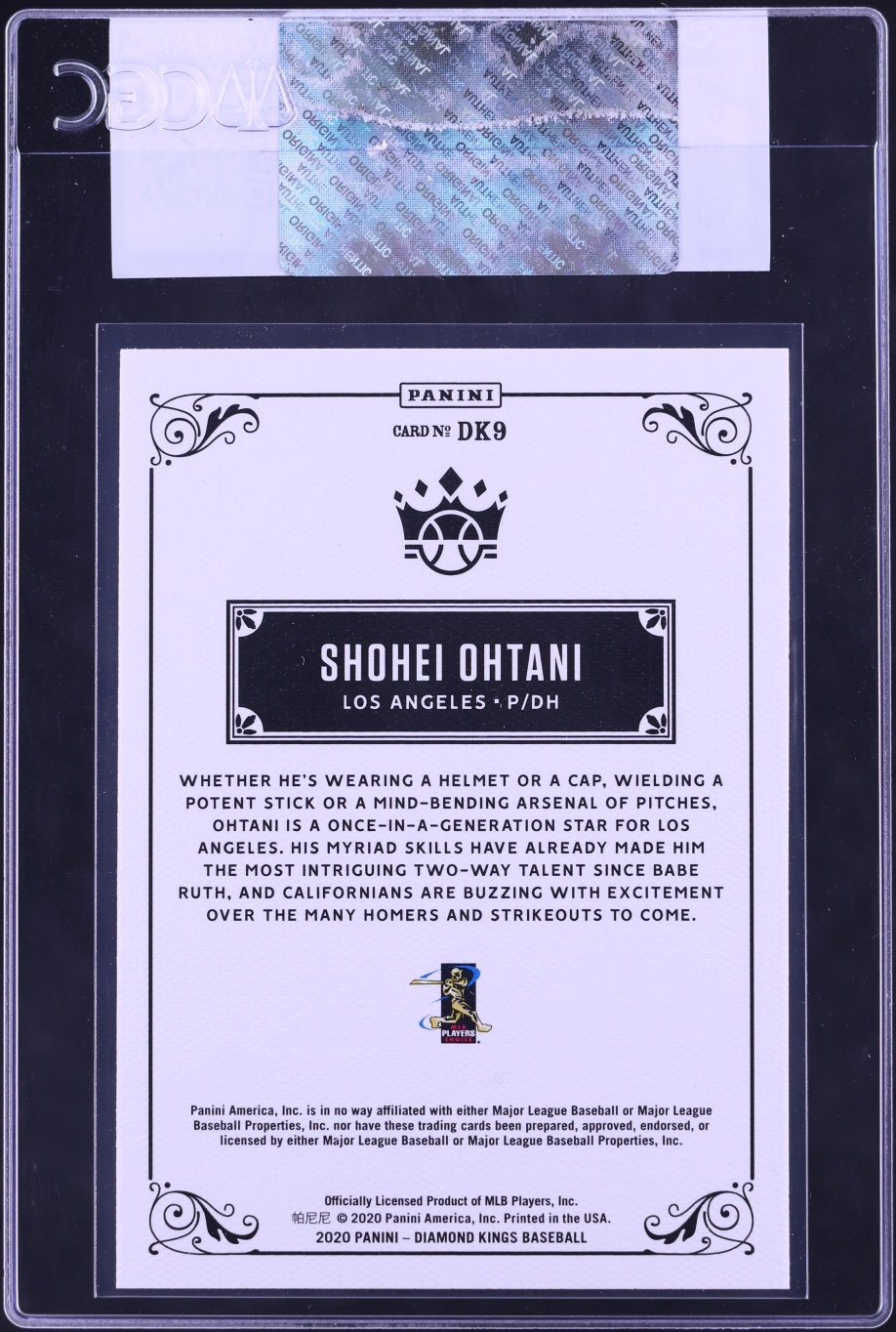 2020 Panini Diamond Kings DK 206 Shohei Ohtani #DK9 CGC AUTH