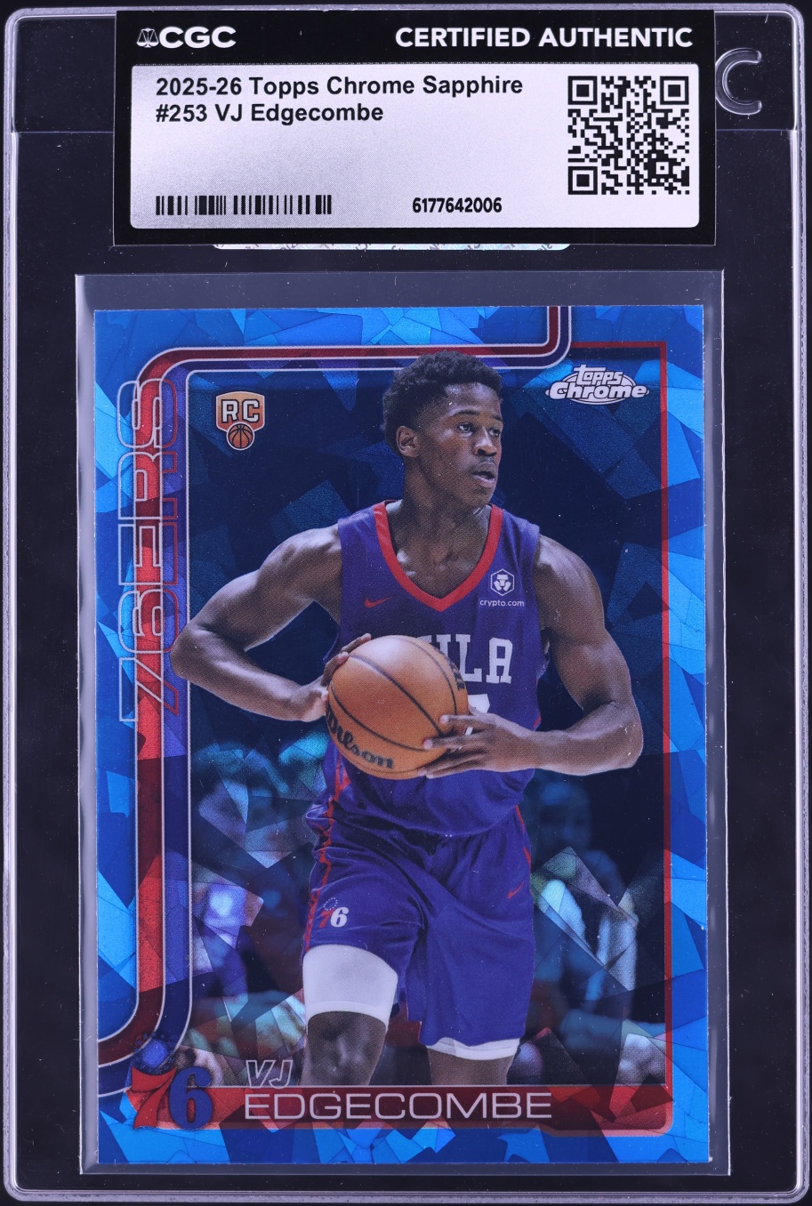 2025 Topps Chrome Sapphire VJ Edgecombe ROOKIE #253 CGC AUTH