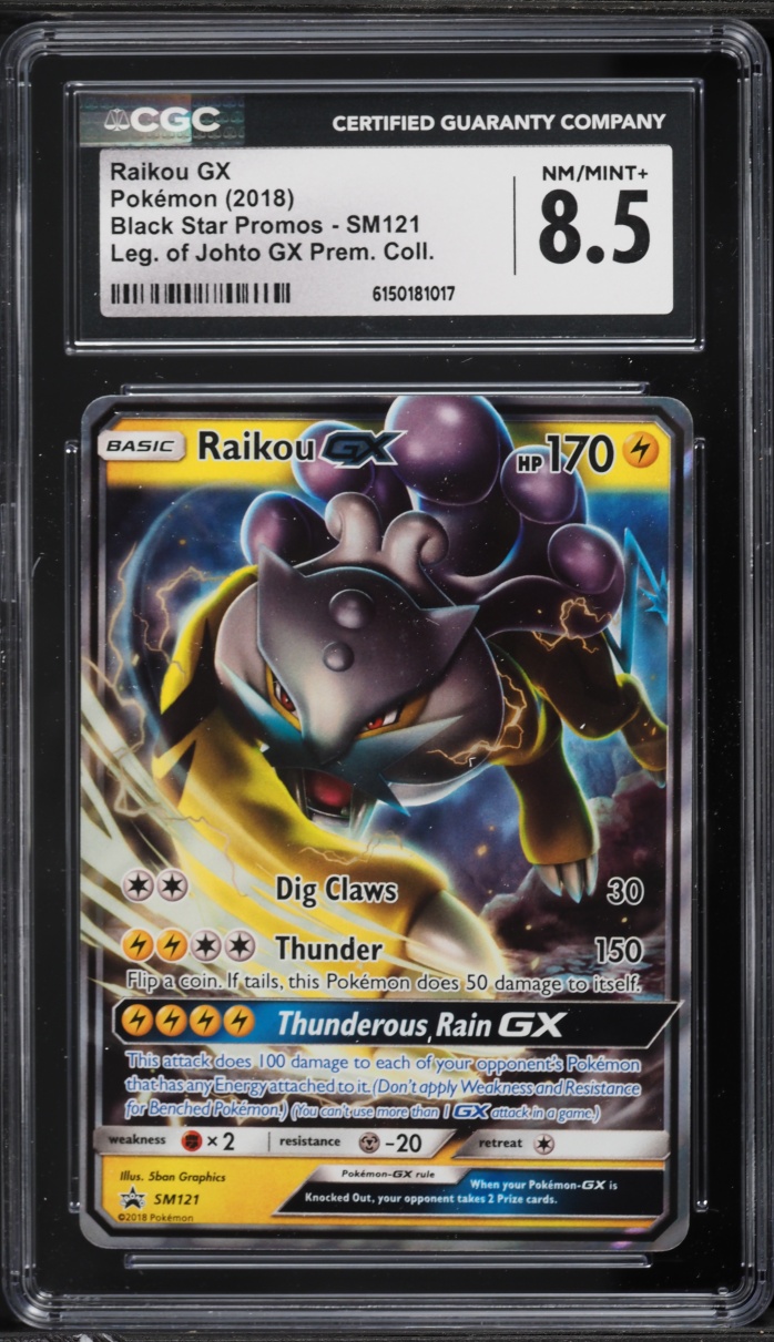 2018 Pokemon Sun & Moon Promo Legends Of Johto GX Premium Collection Raikou GX #SM121 CGC 8.5