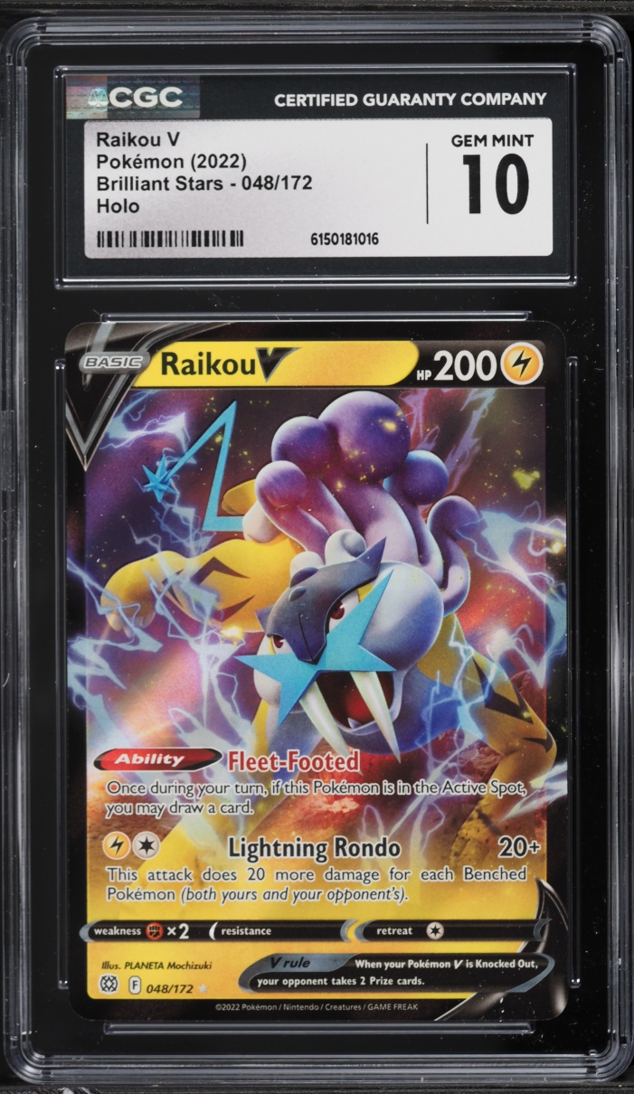 2022 Pokemon Sword & Shield Brilliant Stars Holo Raikou V #48 CGC 10 GEM MINT