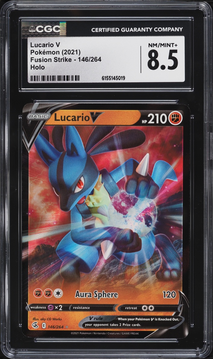2021 Pokemon Sword & Shield Fusion Strike Holo Lucario V #146 CGC 8.5 NM-MT+
