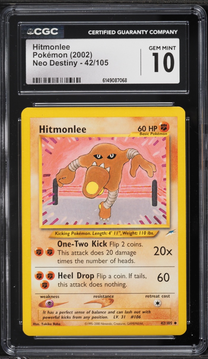 2002 Pokemon Neo Destiny Hitmonlee #42 CGC 10 GEM MINT