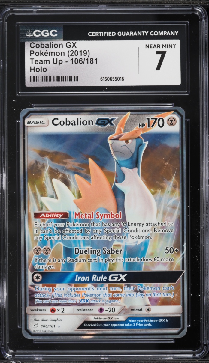 2019 Pokemon Sun & Moon Team Up Holo Cobalion GX #106 CGC 7 NRMT