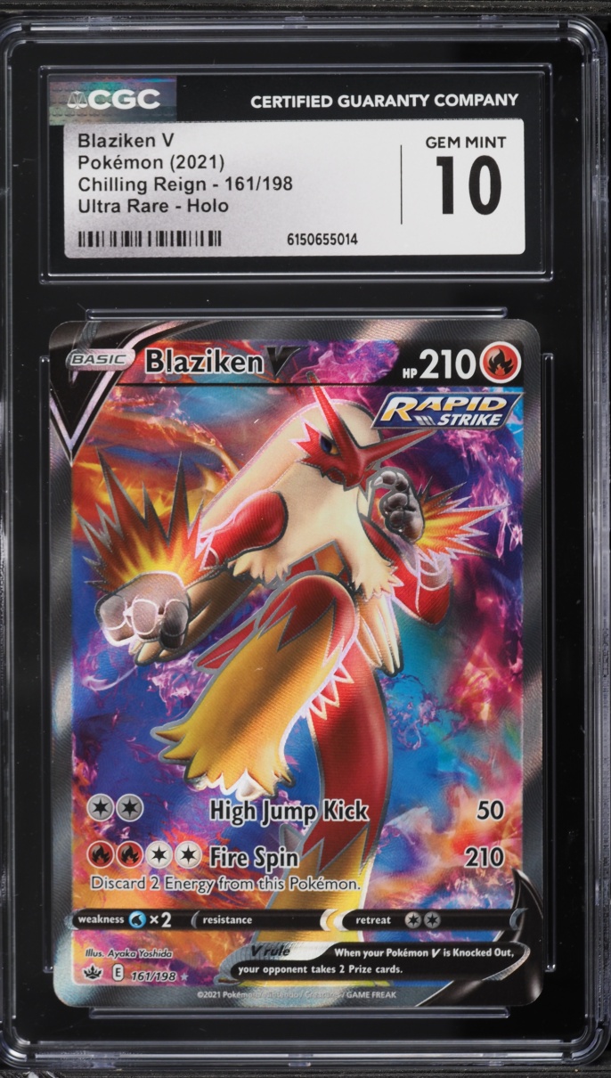 2021 Pokemon Sword & Shield Chilling Reign Full Art Blaziken V #161 CGC 10 GEM MINT
