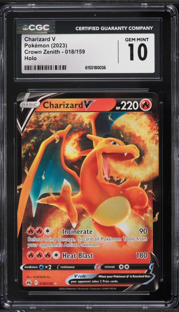 2023 Pokemon Sword & Shield Crown Zenith Full Art Charizard V #18 CGC 10 GEM MINT