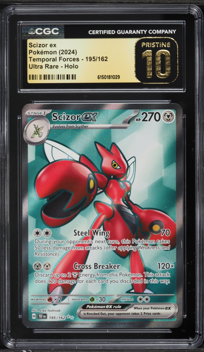 2024 Pokemon Scarlet & Violet Temporal Forces Full Art Scizor ex #195 CGC 10 PRISTINE